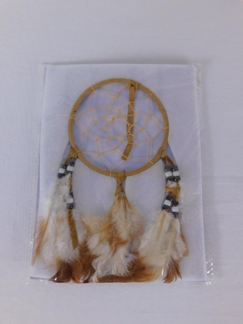Brown Feather Dream Catcher Small Ethnic Wall Hanging Mystical Bedroom Decor